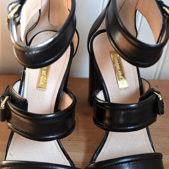 Louise Et Cie 'Gisabel' Leather Ankle Strap Sandal BLACK Zipper US 6M EU 36 - Picture 6 of 8